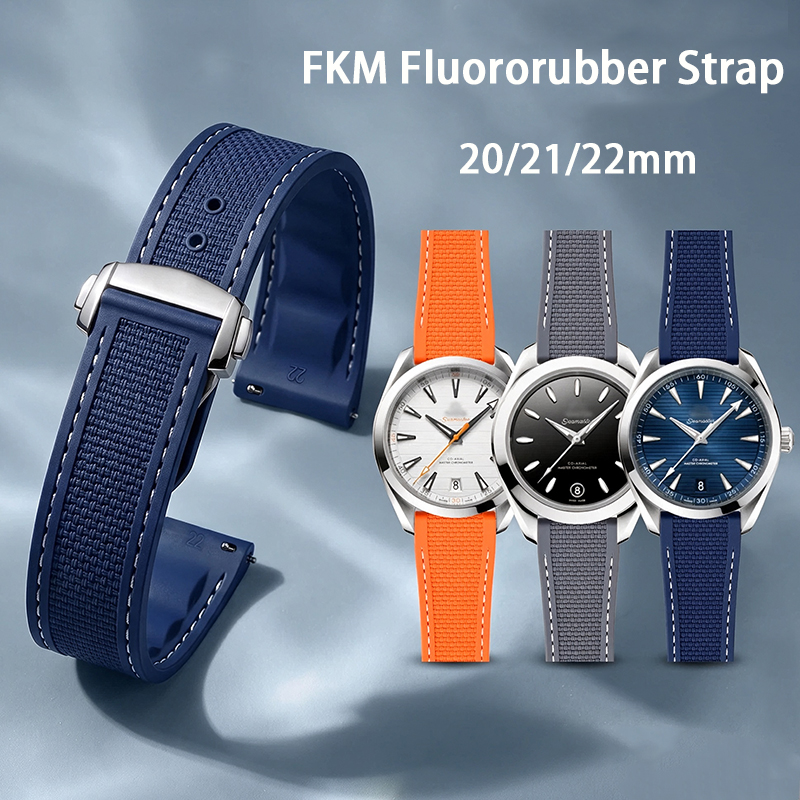 Omega Watch Seamaster - FKM Katlanır Tokalı Kayış 20mm 21mm