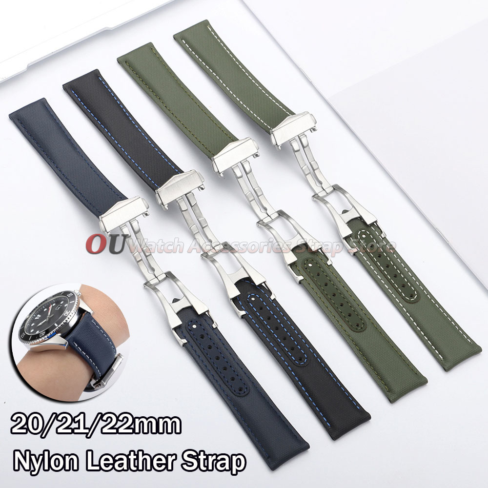 Omega Watch Seamaster - Yelken Bezi Naylon Deri Saat Kayışı