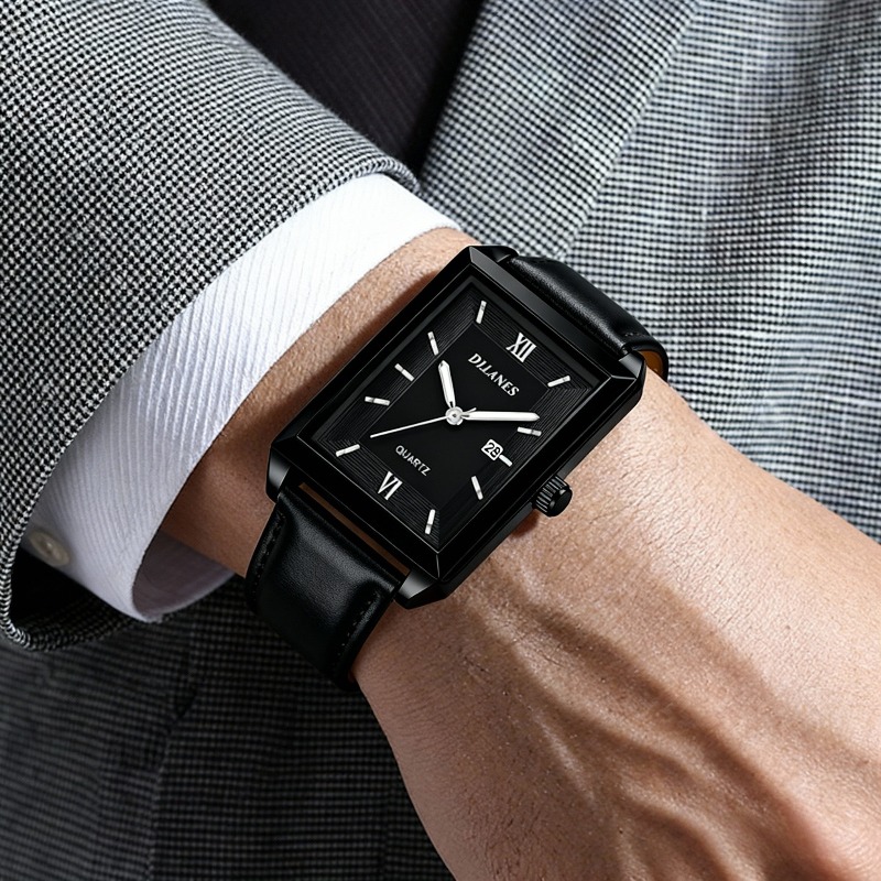 Smartwatch Watches Brands For Men - Rahat Deri erkek Saatleri Moda Kare