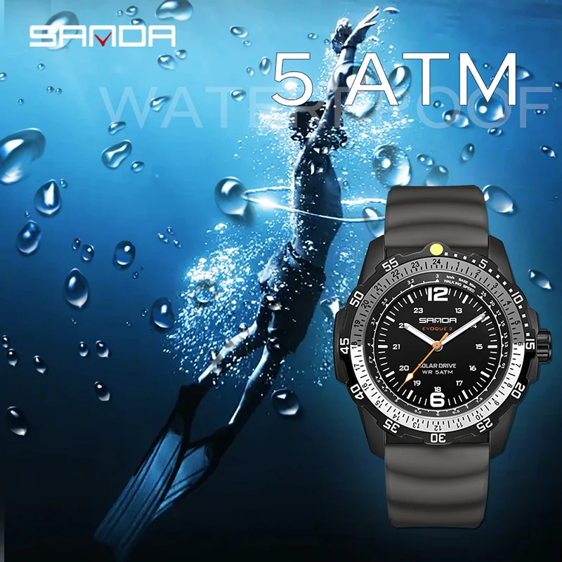 SANDA Lüks Yeni Erkek Güneş En - Solar Powered Watch incelemesi ve fiyatı