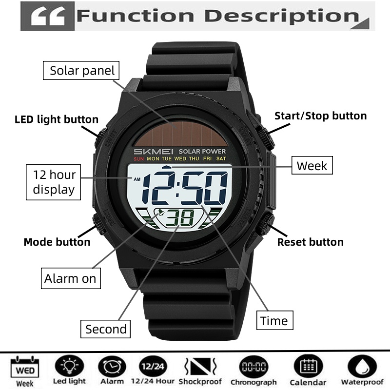 Skmei Güneş Enerjisi Dijital S - Solar Powered Watch incelemesi ve fiyatı