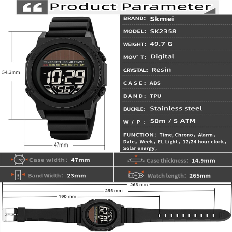 Skmei Güneş Enerjisi Dijital S - Solar Powered Watch incelemesi ve fiyatı