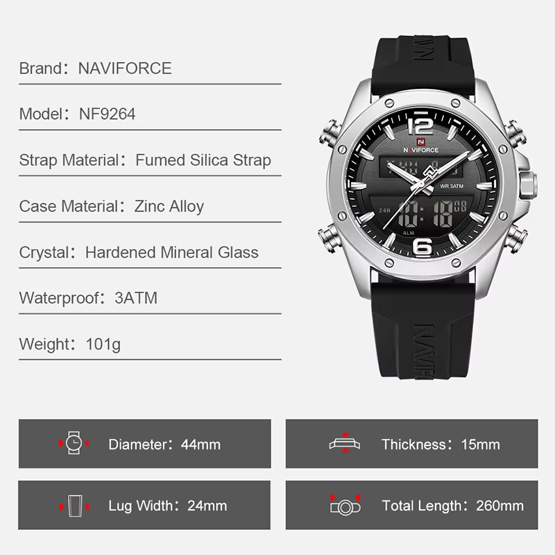 NAVIFORCE Erkekler Kuvars LCD  - Watch Display Pillow incelemesi ve fiyatı